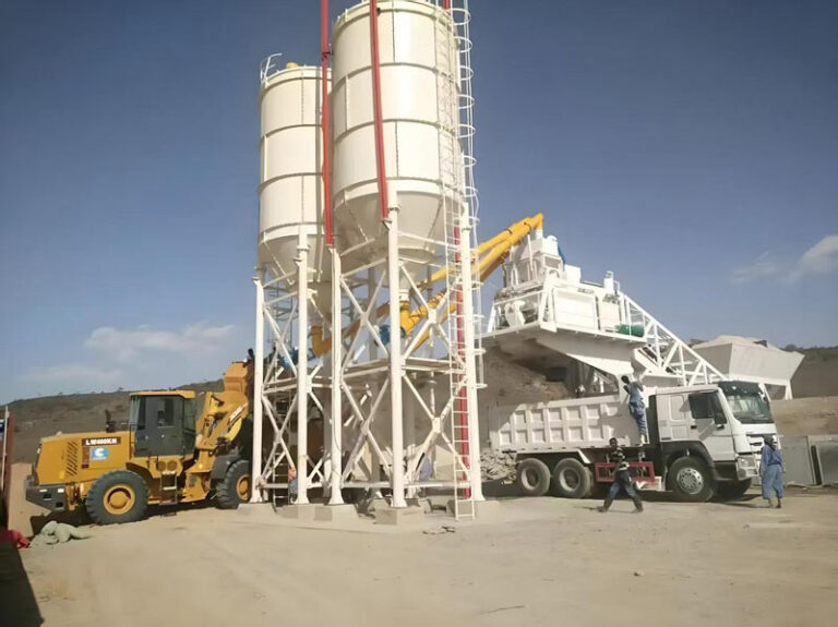 Mobile concrete mixing plant2